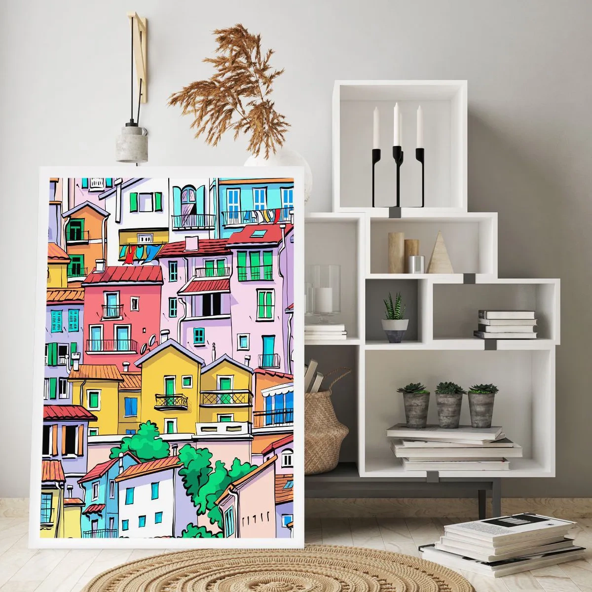 Poster - Vrolijke stad - 70x100 cm