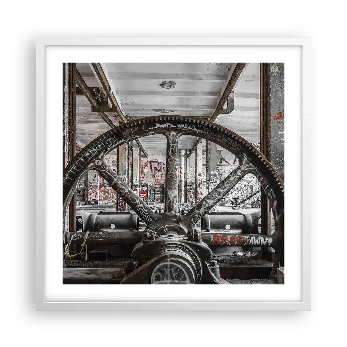 Poster in een witte lijst - Het geheime leven van de fabriek - 50x50 cm