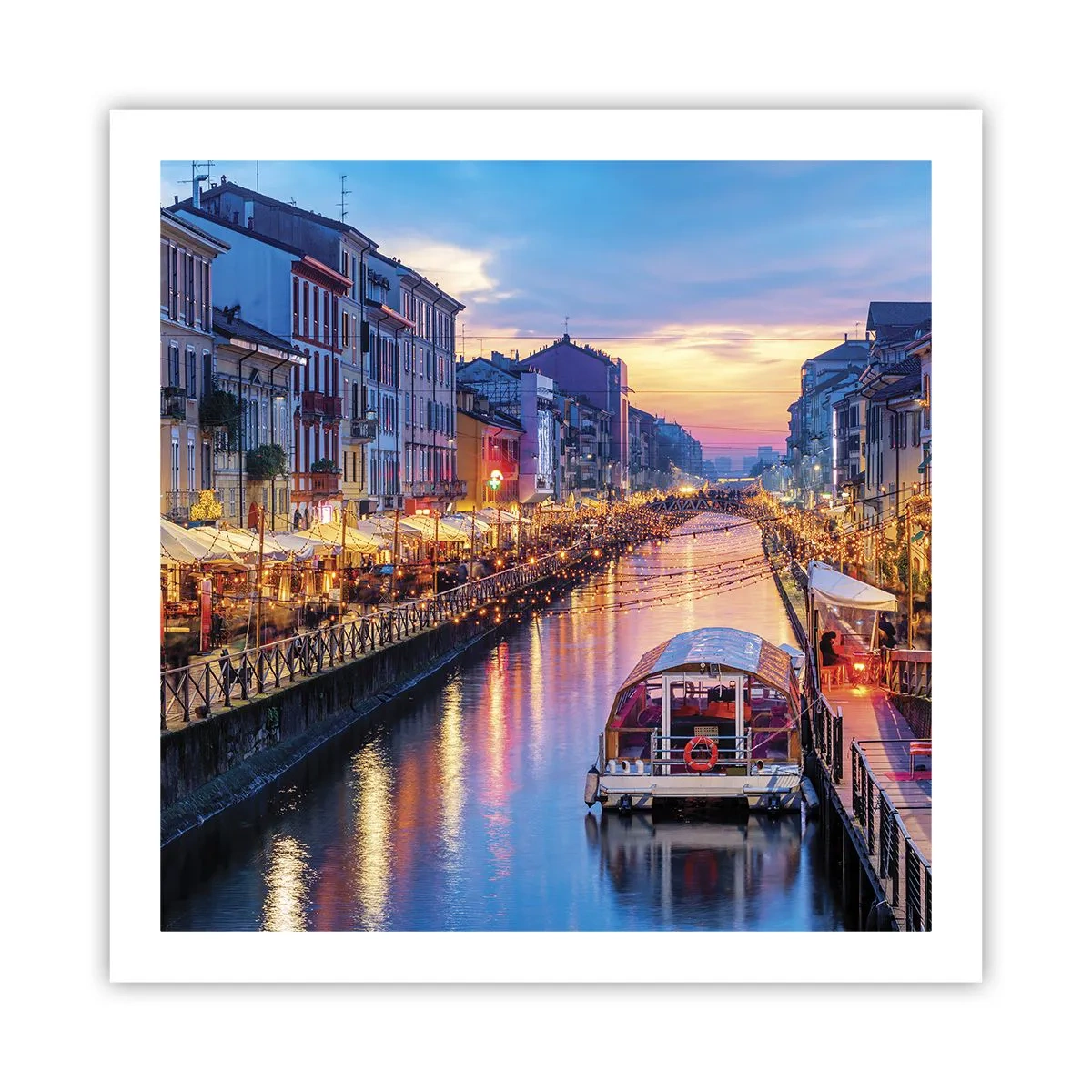 Poster - Een avond vol licht en plezier - 60x60 cm