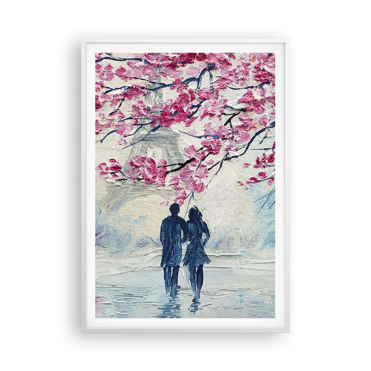 Poster in een witte lijst - Een romantische wandeling - 70x100 cm