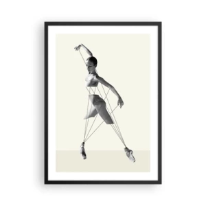 Poster in een zwarte lijst - Een ballerina in een artistieke compositie met geometrische lijnen - 50x70cm - In het theater van de wereld - Moderne wanddecoratie voor woonkamer en slaapkamer ARTTOR