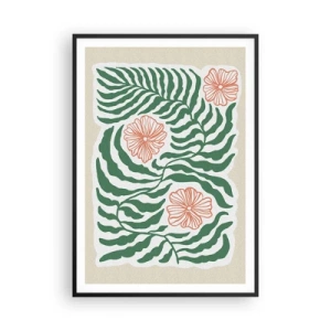 Poster in een zwarte lijst - Bloeiend in het groen - 70x100 cm