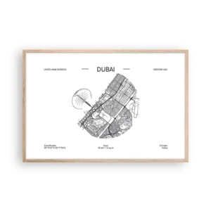 Een poster in een licht eiken lijst - Anatomie van Dubai - 91x61 cm