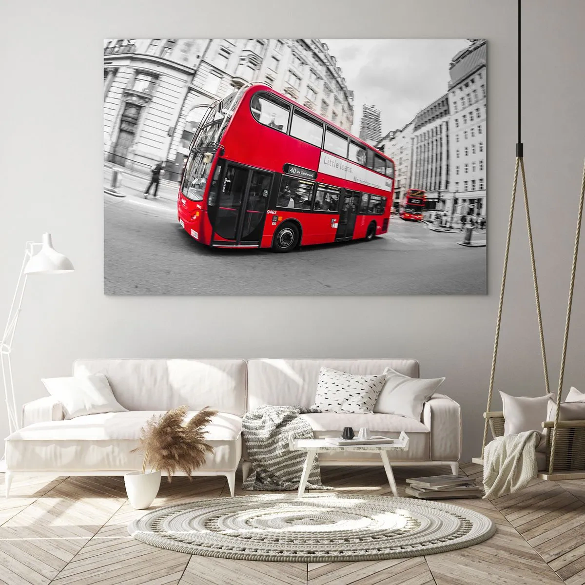 Schilderen op glas - Londen traditioneel - by bus - 120x80 cm