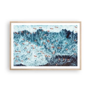 Een poster in een licht eiken lijst - De kustparade - 91x61 cm