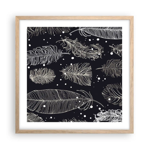 Een poster in een licht eiken lijst - Gevederde kant - 50x50 cm