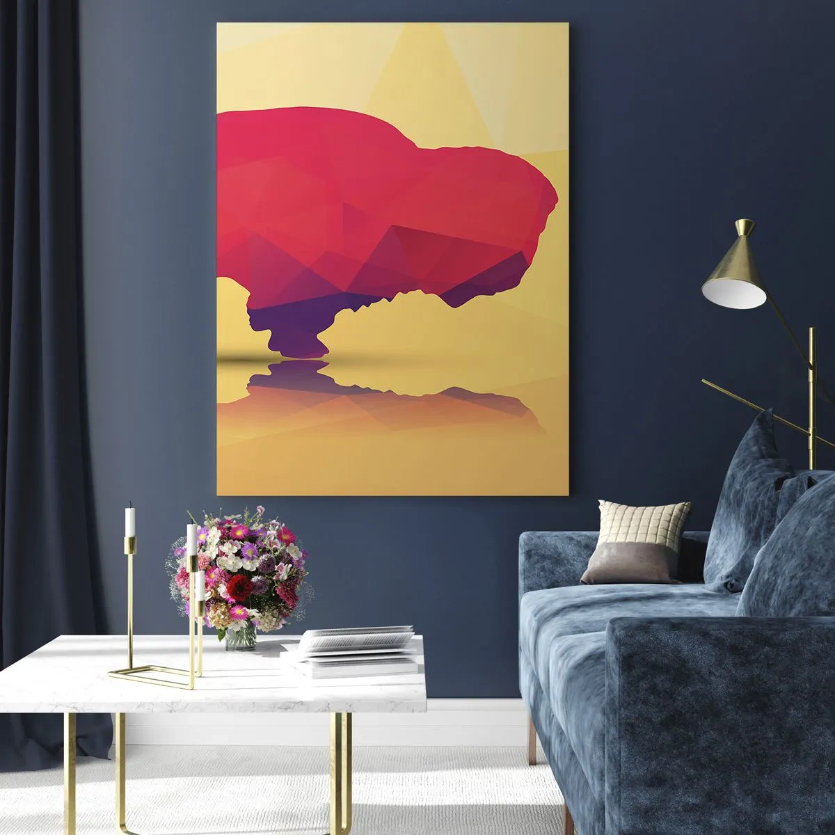 Schilderen op glas - De amarantkracht van de bizon - 80x120 cm