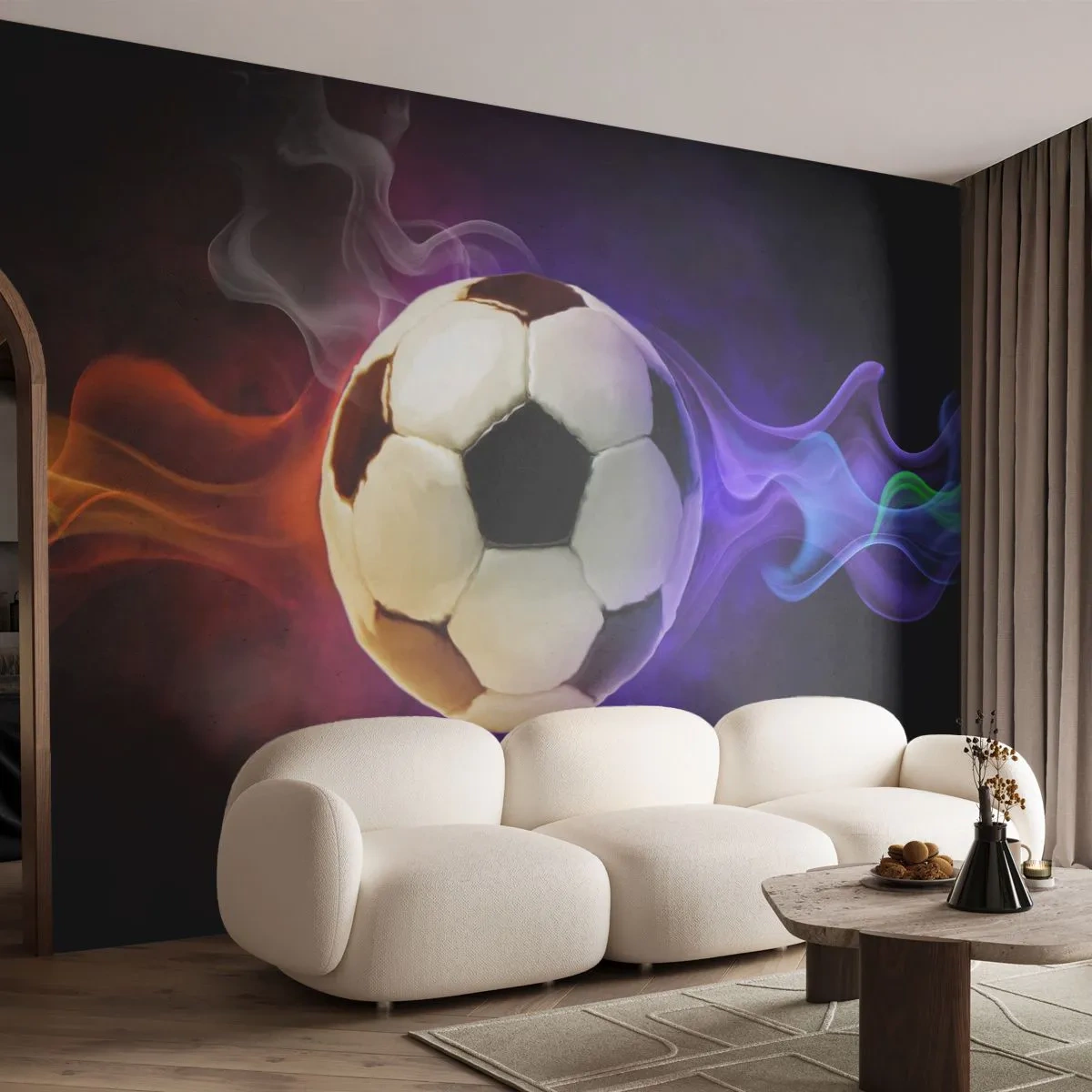 Fotobehang Premium Canvas - De magische kracht van het spel - Abstractie, Sport, Voetbal - 450x315 cm