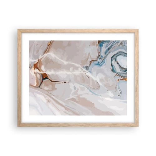 Een poster in een licht eiken lijst - Blauw kronkelt onder het wit - 50x40 cm
