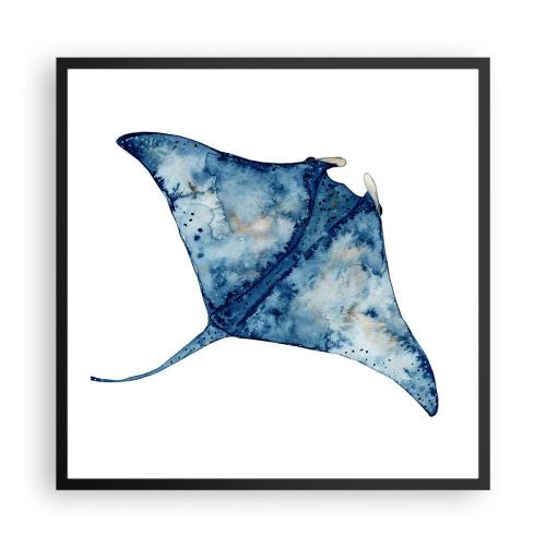 Poster in een zwarte lijst - Leven in blauw - 60x60 cm
