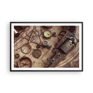 Poster in een zwarte lijst - Avontuur roept - 91x61 cm