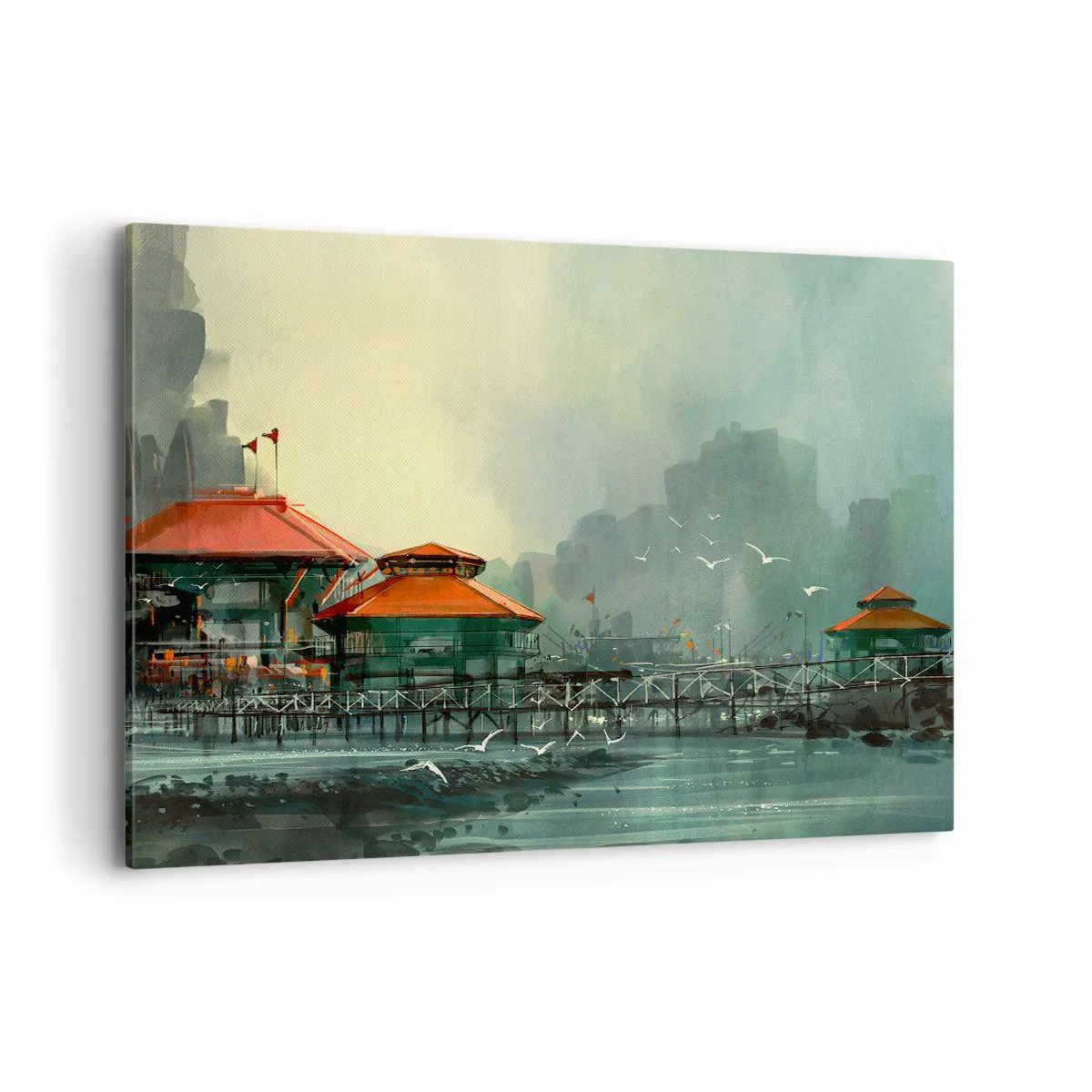 Schilderen op canvas - Een zonnige dag in de haven - 120x80 cm