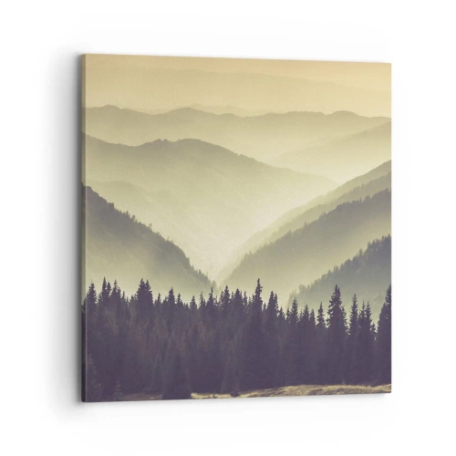 Schilderen op canvas - Achter de zeven bergen... - 70x70 cm