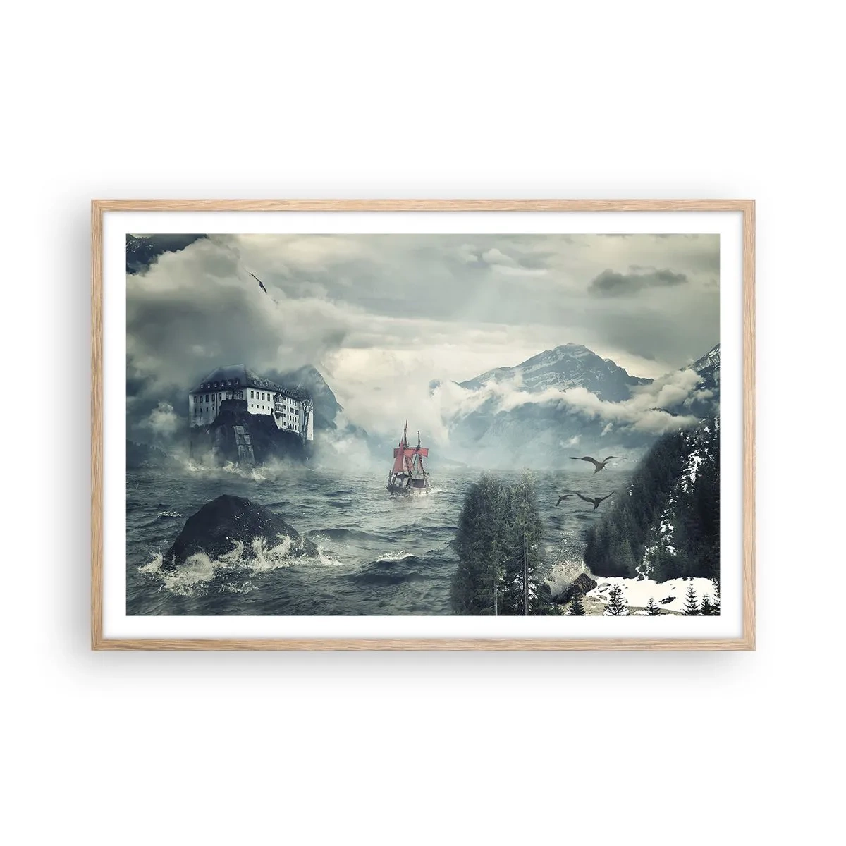 Een poster in een licht eiken lijst - In magische wateren - 91x61 cm