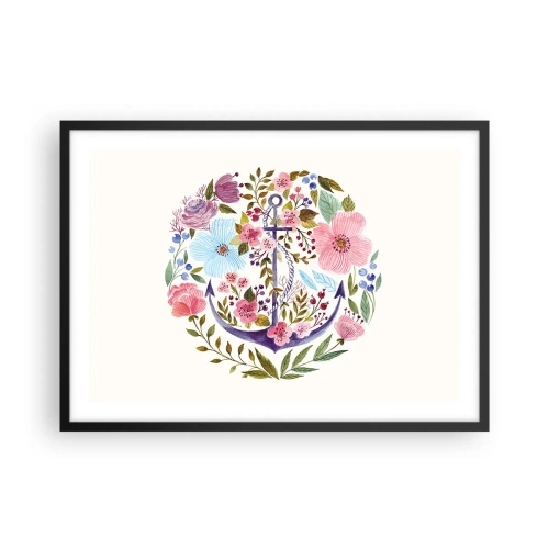 Poster in een zwarte lijst - Goede droom van zeeman - 70x50 cm