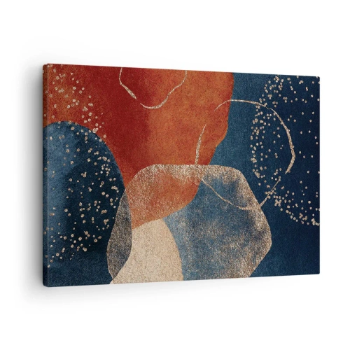 Schilderen op canvas - Abstracte vormen in tinten rood en blauw - 70x50cm - De lichtheid van het zijn - Moderne wanddecoratie voor woonkamer en slaapkamer ARTTOR