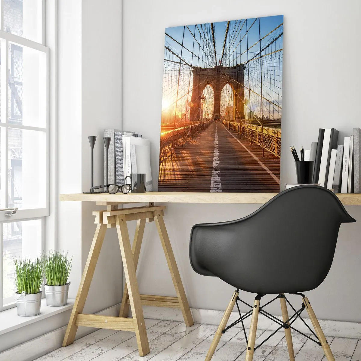 Schilderen op glas - Op de gouden brug - 50x70 cm