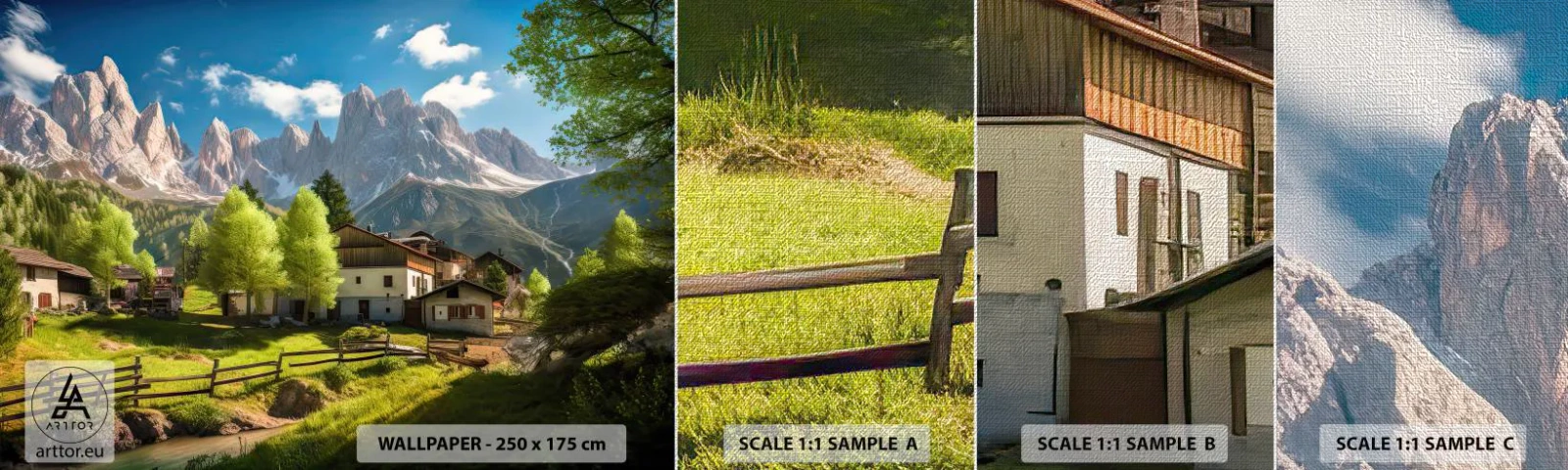 Fotobehang Monster Premium Canvas - Alpine idylle - Bergen, Landschap, Alpen - 100x30 cm