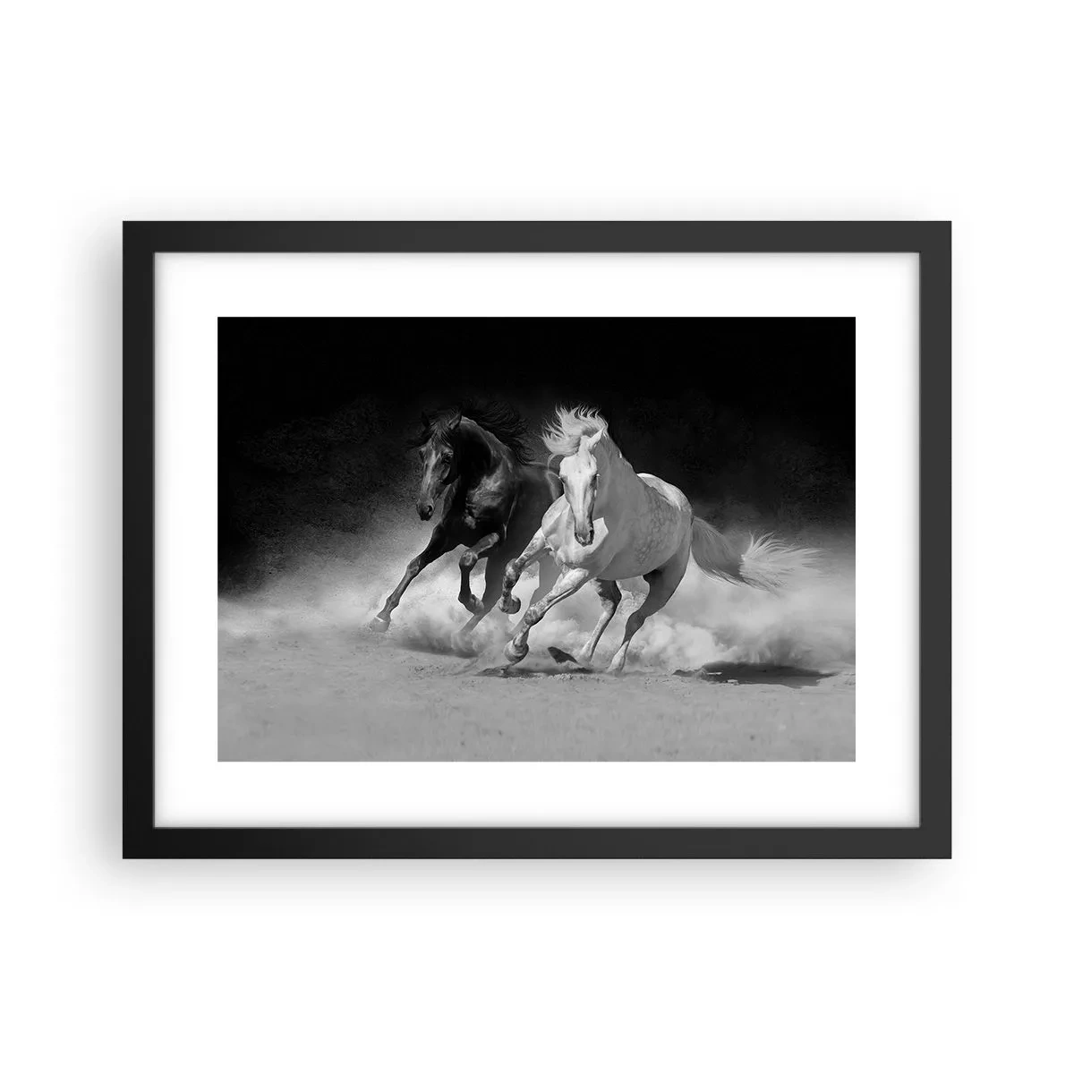 Poster in een zwarte lijst - Vrijheidsgalop - 40x30 cm