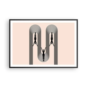 Poster in een zwarte lijst - Op zijn kop - 100x70 cm