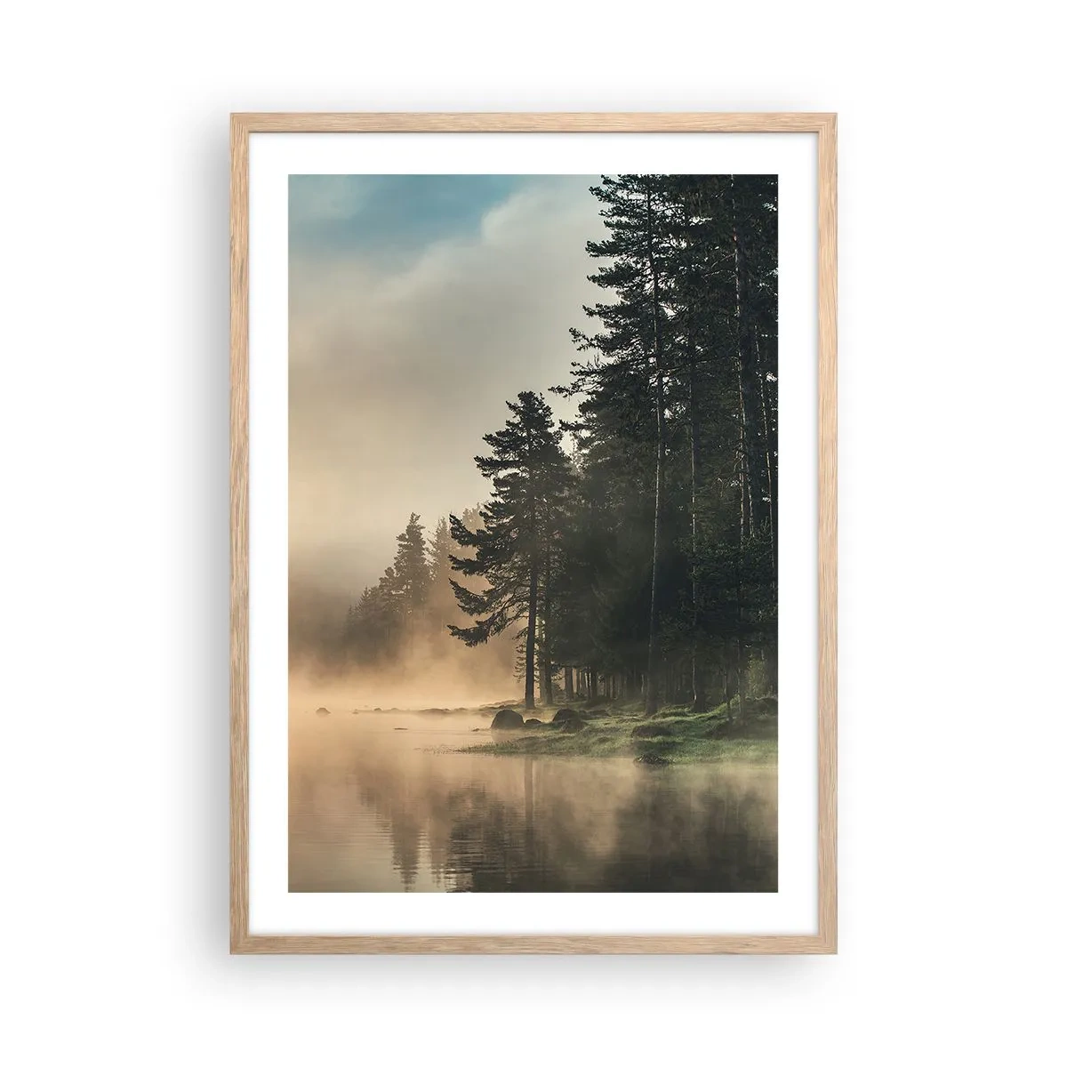 Een poster in een licht eiken lijst - De geboorte van de dag - 50x70 cm