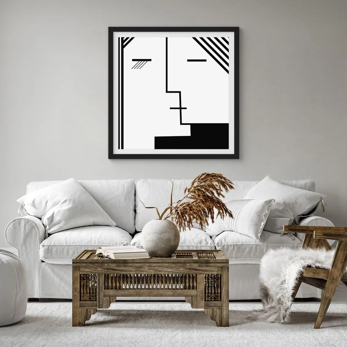 Poster in een zwarte lijst - Alleen maar een kus - 60x60 cm