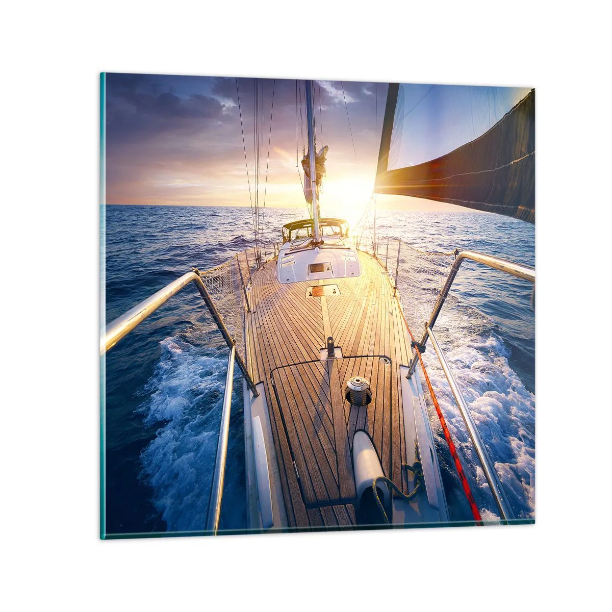 Schilderen op glas - Lopend op de golven - 60x60 cm