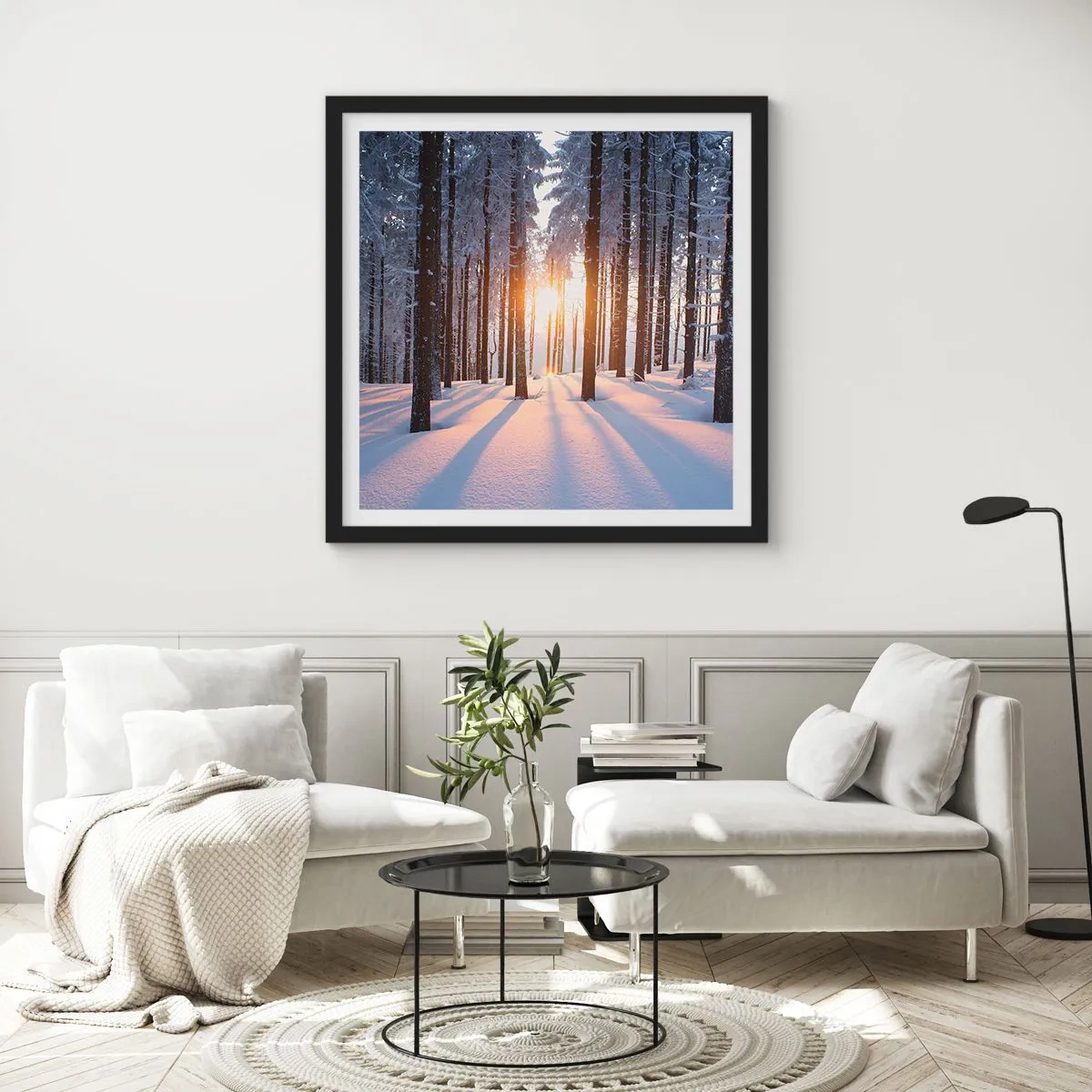 Poster in een zwarte lijst - Duidelijk in zwart-wit - 60x60 cm