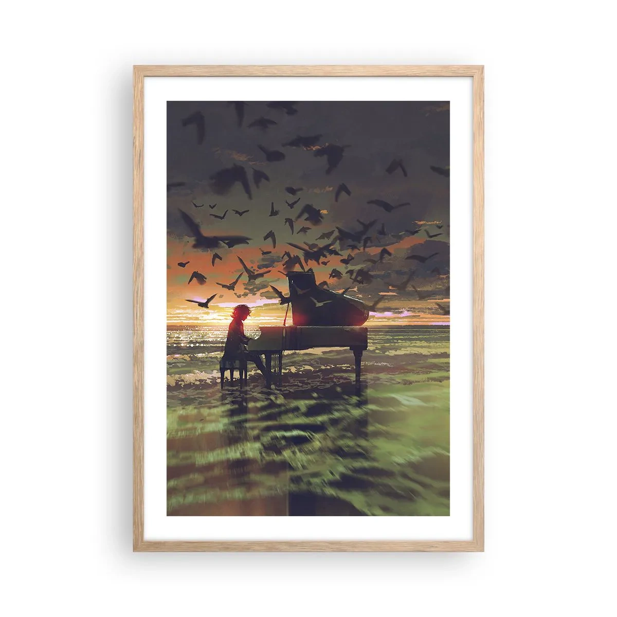 Een poster in een licht eiken lijst - Concert voor piano en golven - 50x70 cm