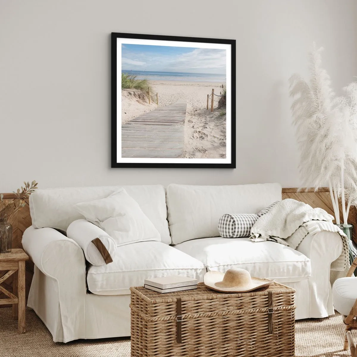 Poster in een zwarte lijst - naar de horizon - 50x50 cm