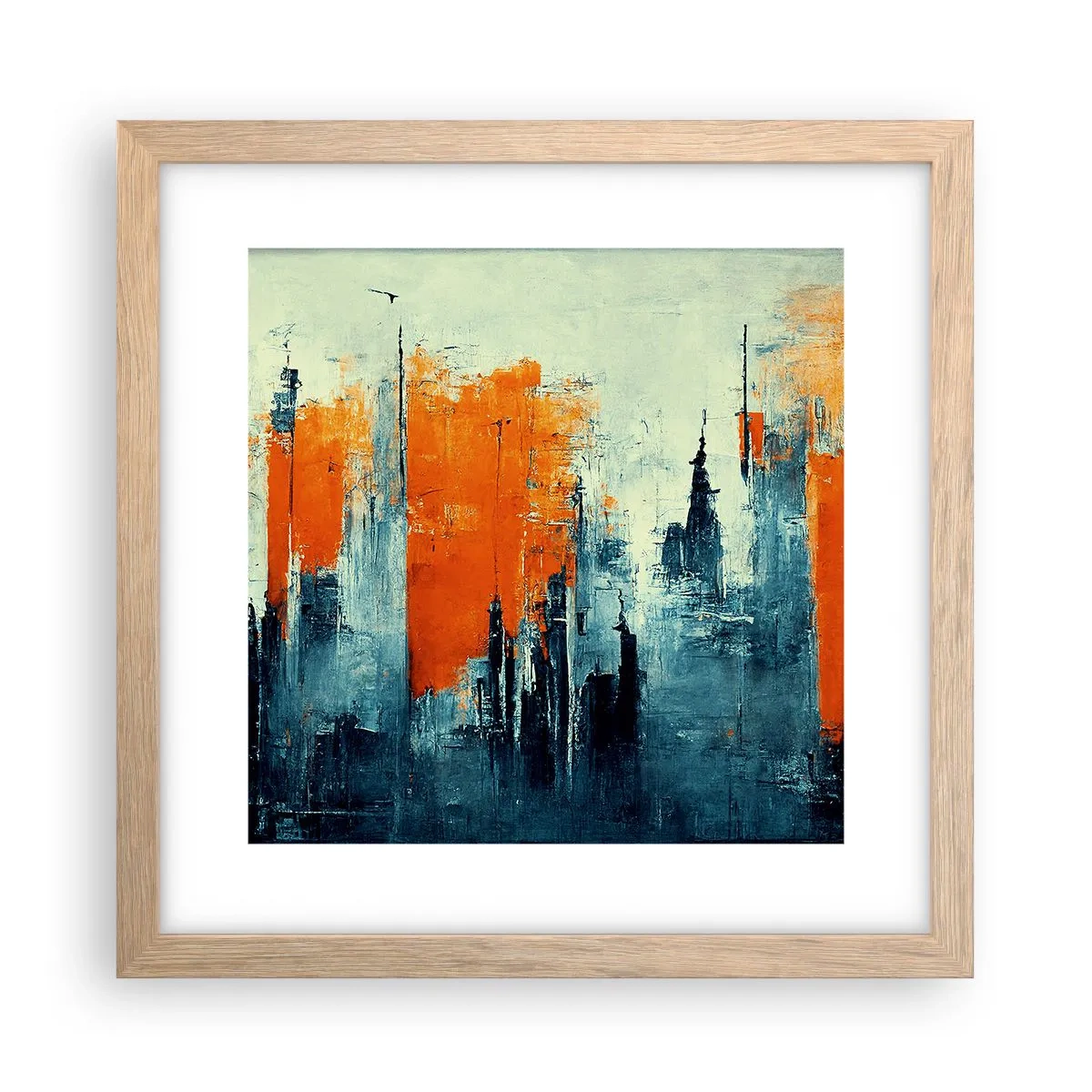 Een poster in een licht eiken lijst - Modern landschap - 30x30 cm