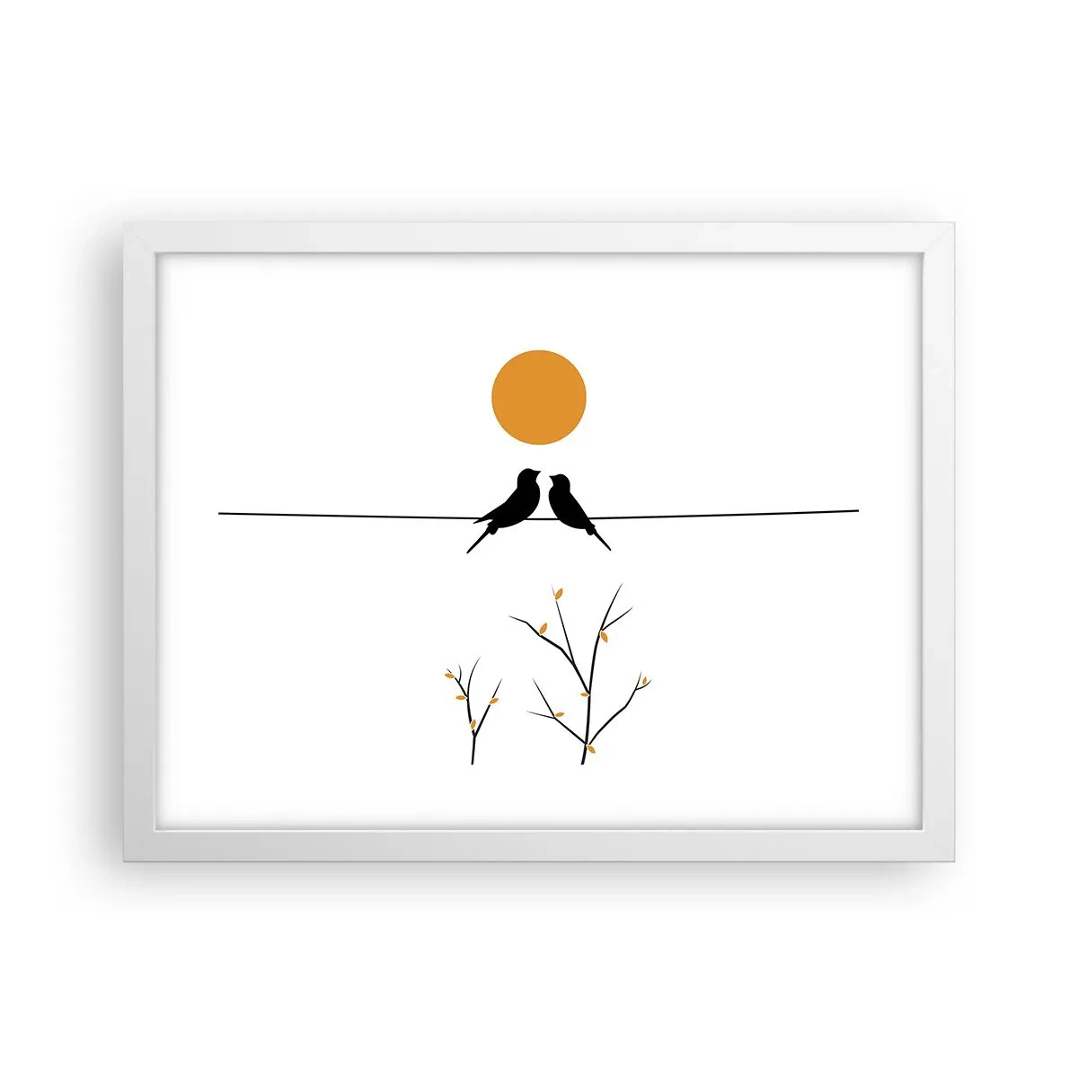 Poster in een witte lijst - Nachtegalen avond - 40x30 cm