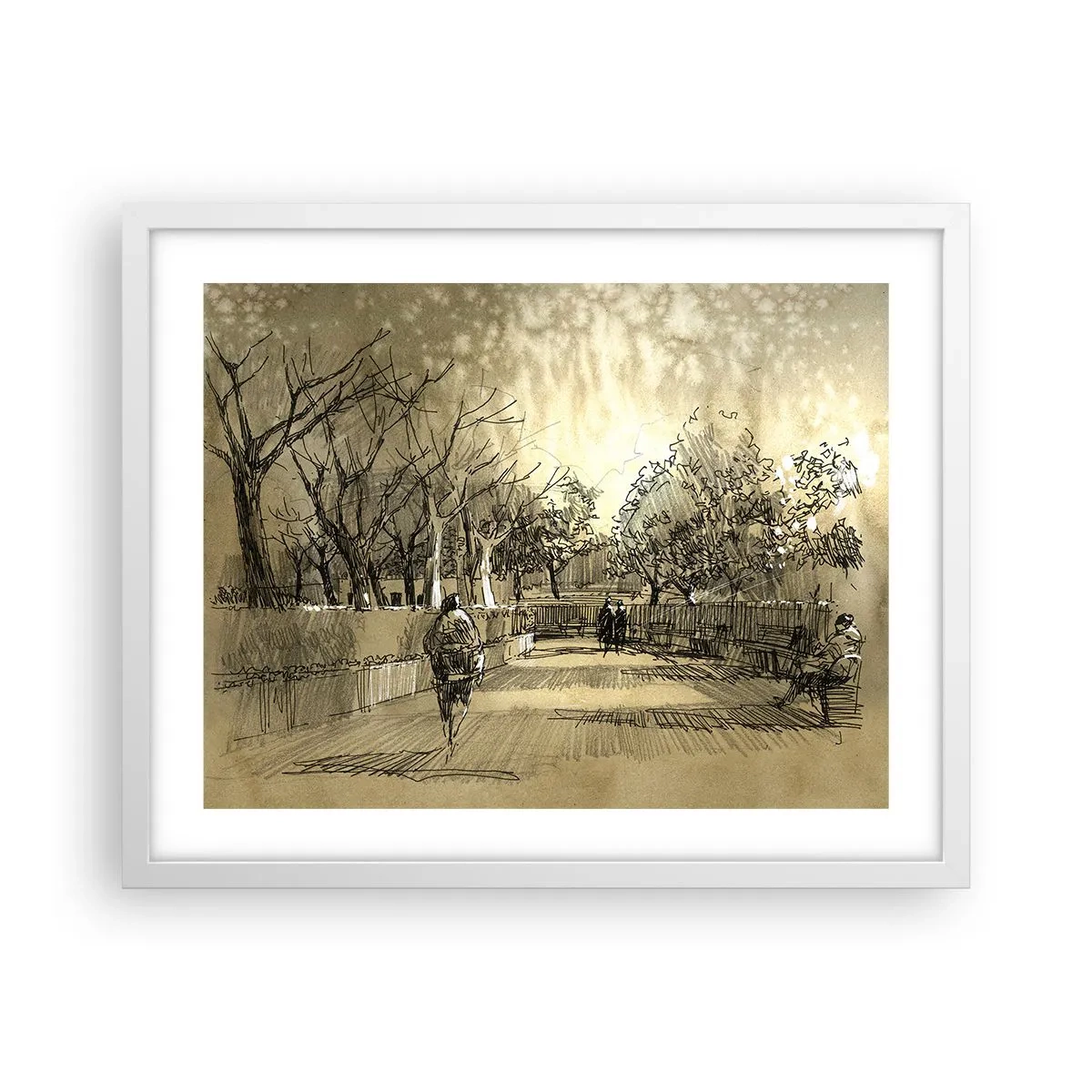 Poster in een witte lijst - Een moment gestopt met een veer - 50x40 cm