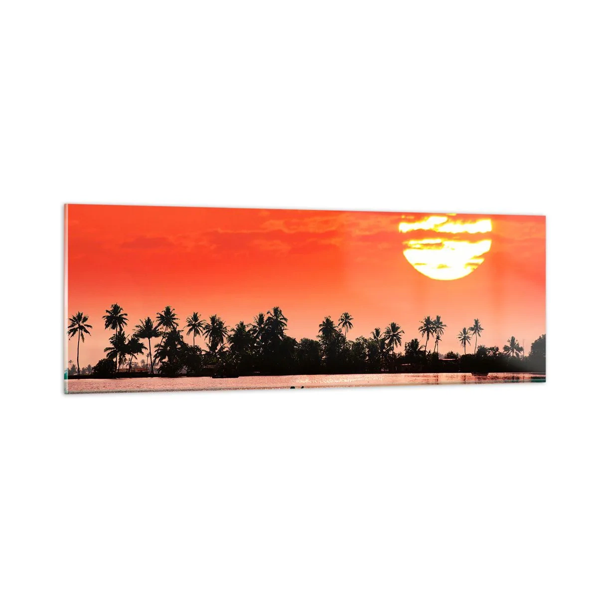 Schilderen op glas - De rust van de tropen bij zonsondergang - 90x30 cm