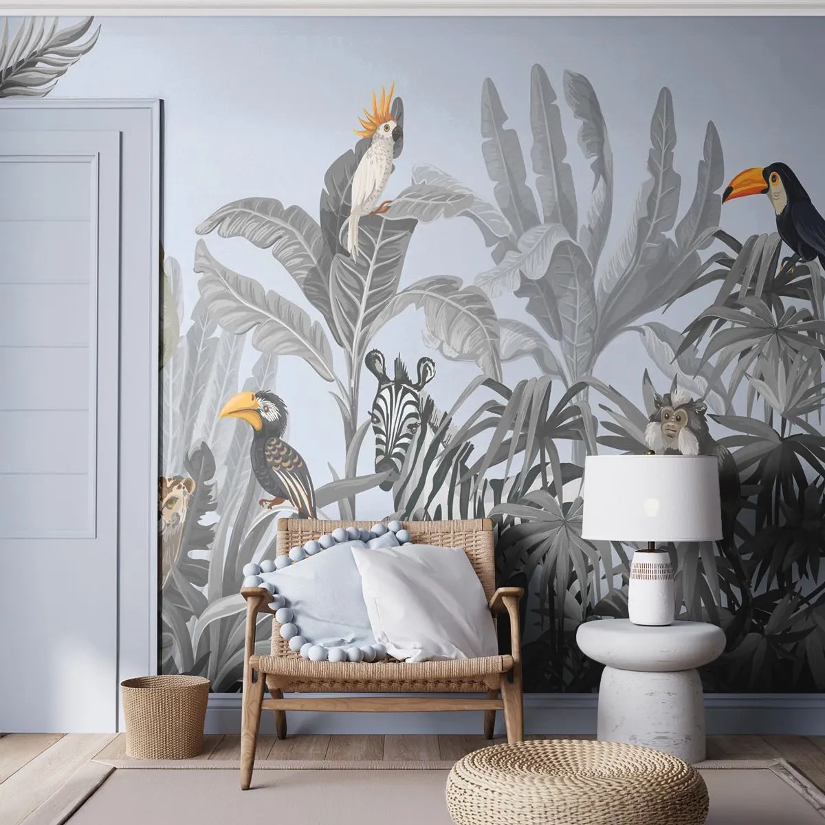Zelfklevend Fotobehang Deluxe Sticker - Afrikaans sprookje - Abstractie, Oerwoud, Dieren - 250x175 cm