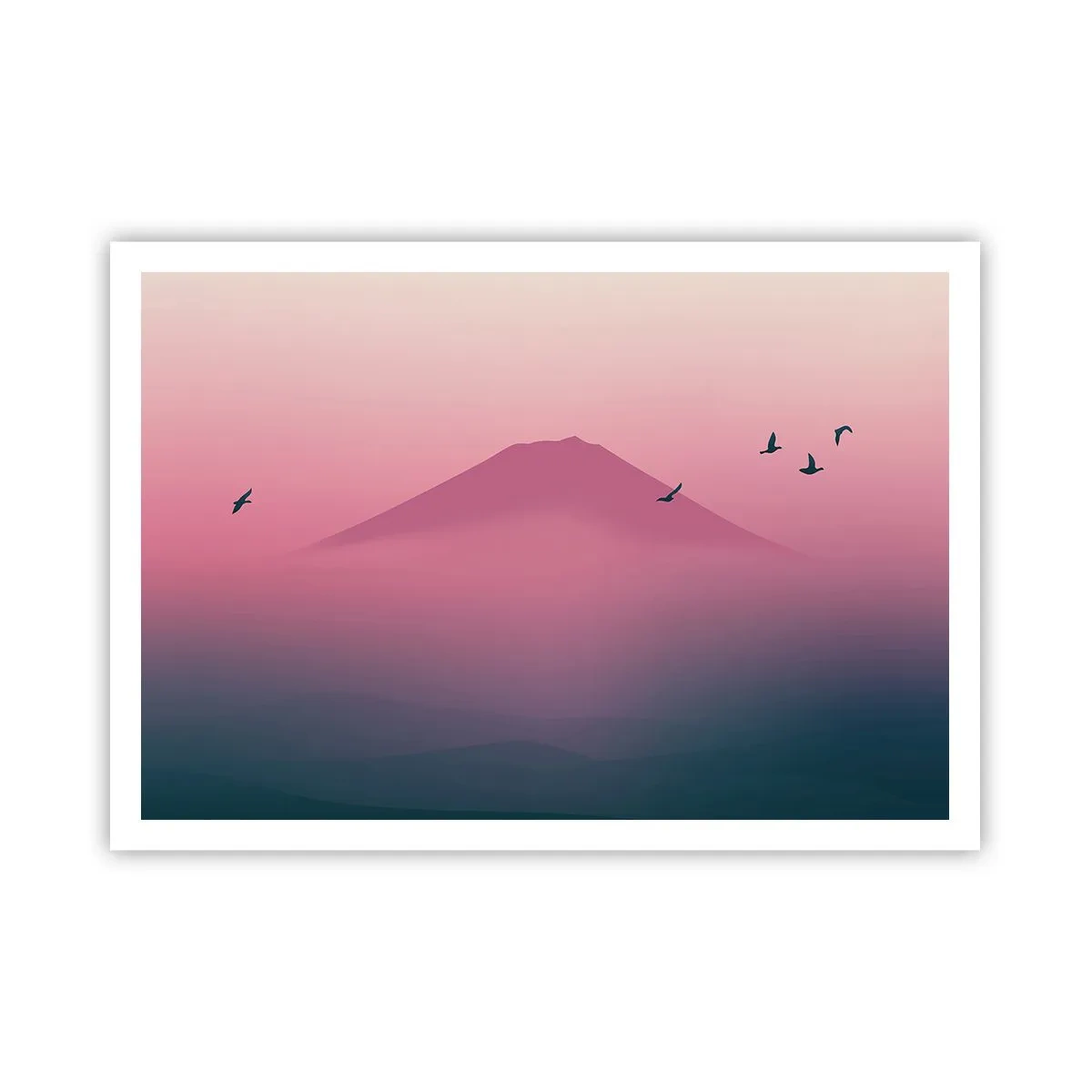 Poster - Wandelaars boven de wolken - 100x70 cm