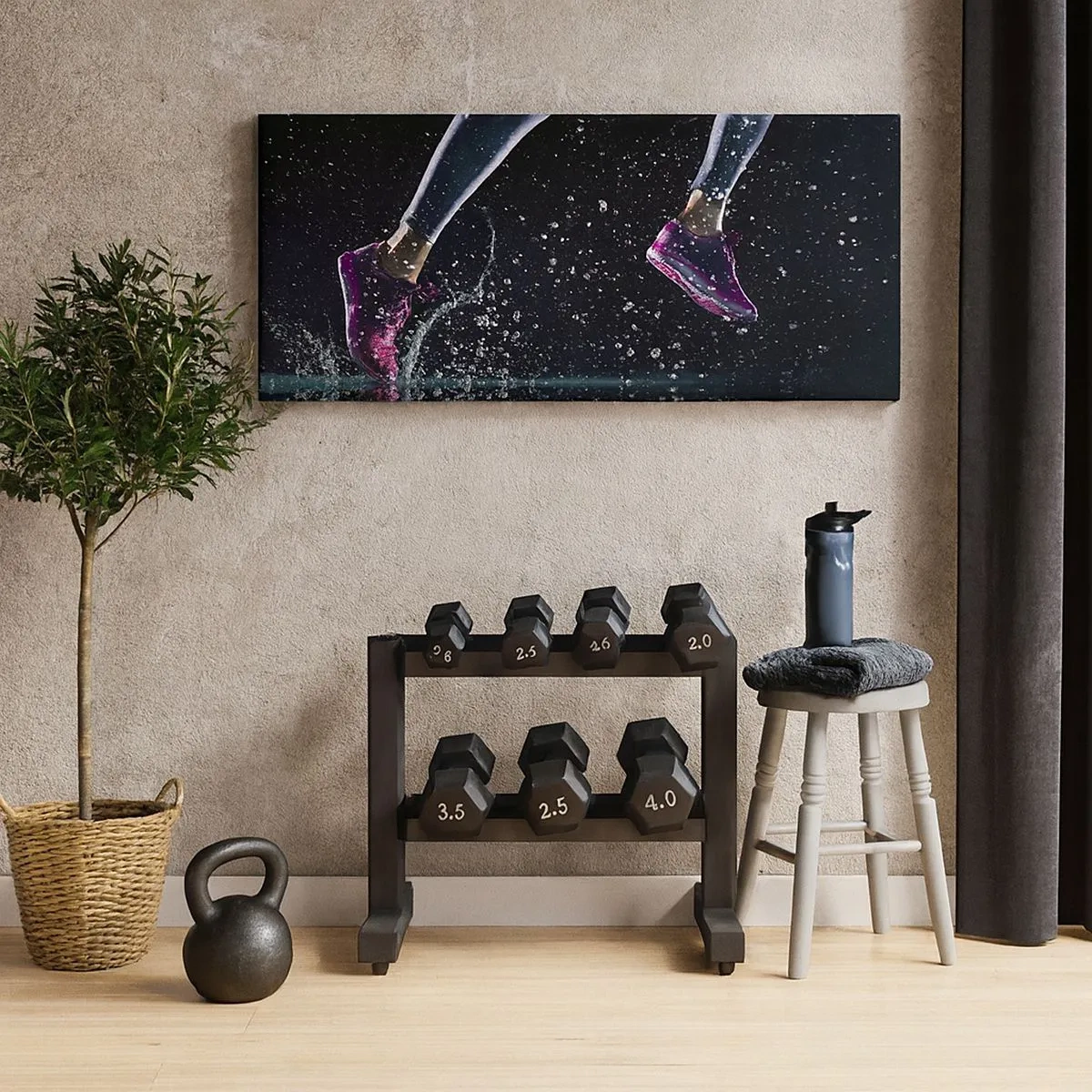 Schilderen op canvas - Hoeveel kracht in de benen - 100x40 cm