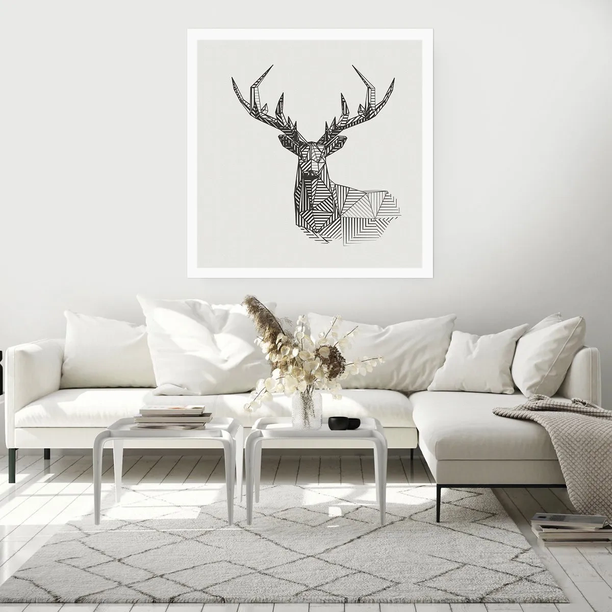 Poster - Een hert in kubistische stijl - 40x40 cm