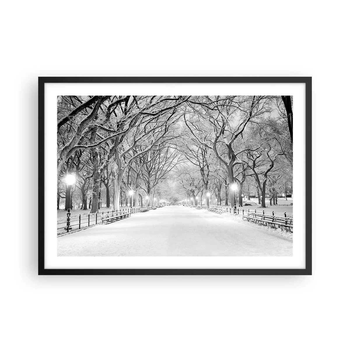 Poster in een zwarte lijst - Vier seizoenen - winter - 70x50 cm
