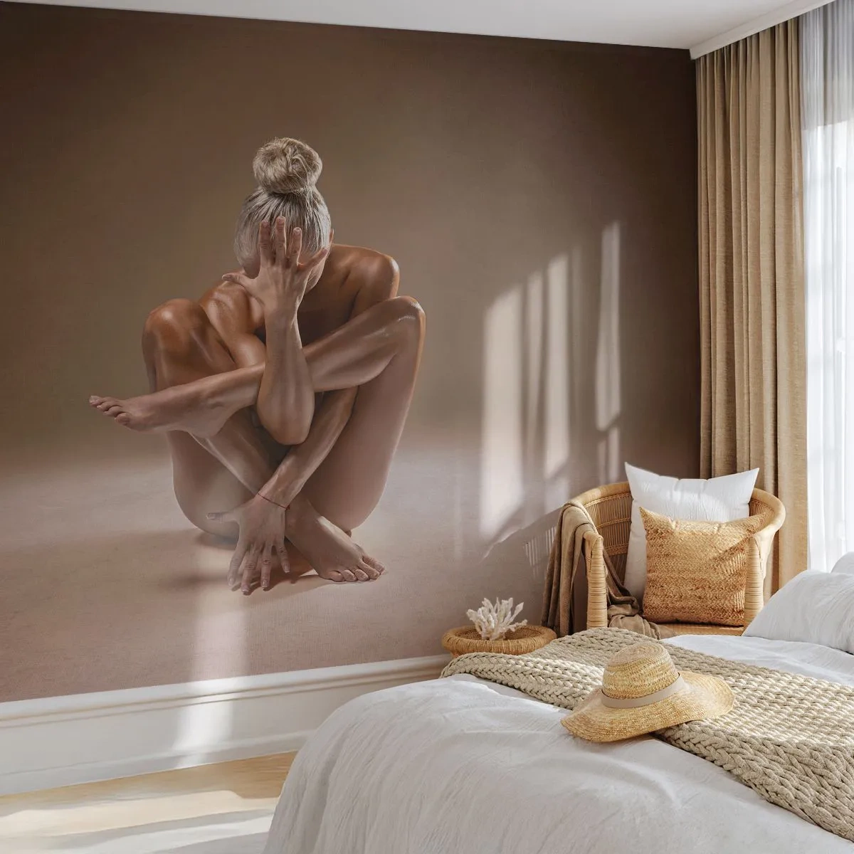 Fotobehang Premium Canvas - De eenheid van lichaam en geest - Lichaam, Vrouw, Model - 100x70 cm