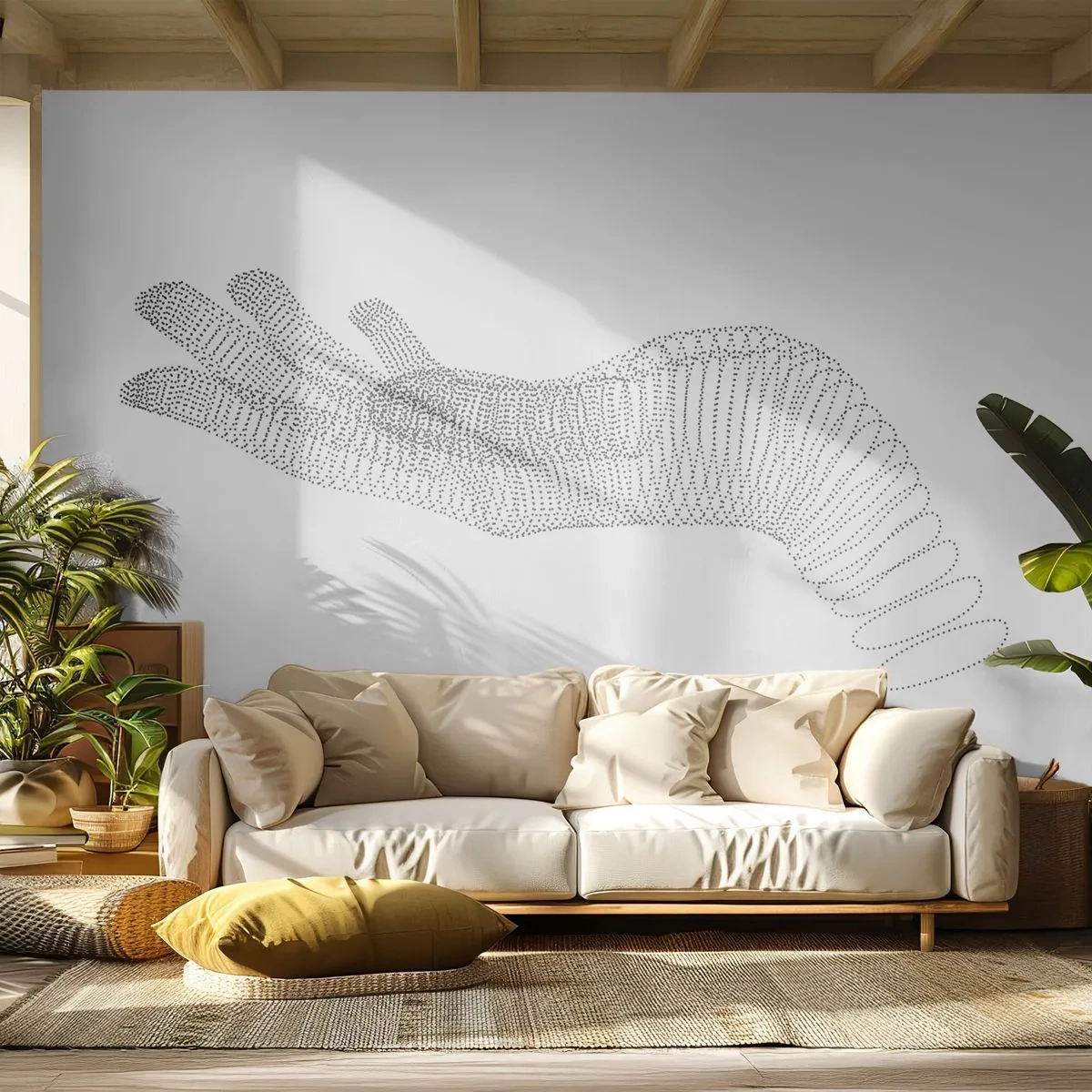 Fotobehang Premium Canvas - Veerkrachtige hand - Abstractie, Grafisch, Hand - 350x256 cm