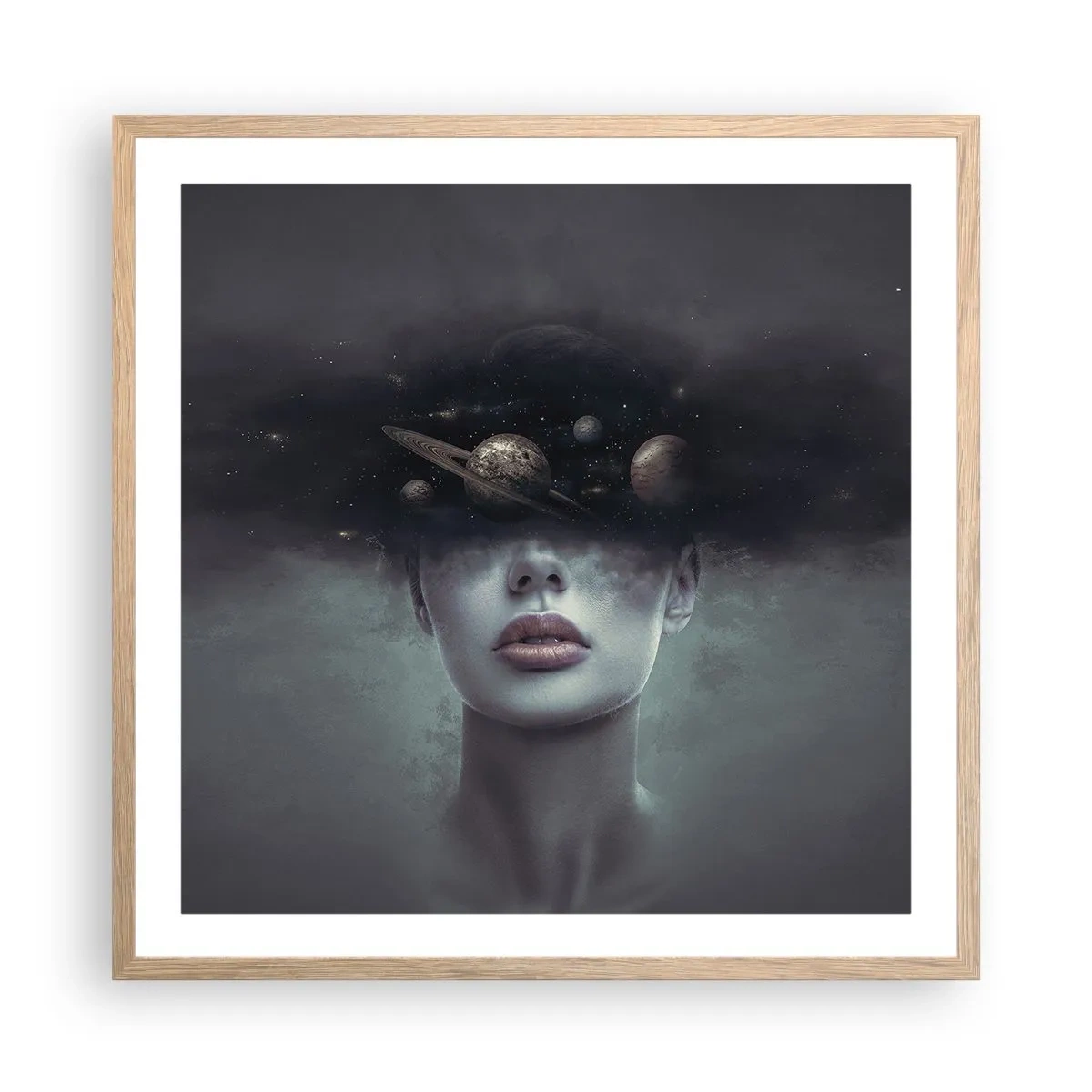 Een poster in een licht eiken lijst - En de planeten worden gek... - 60x60 cm