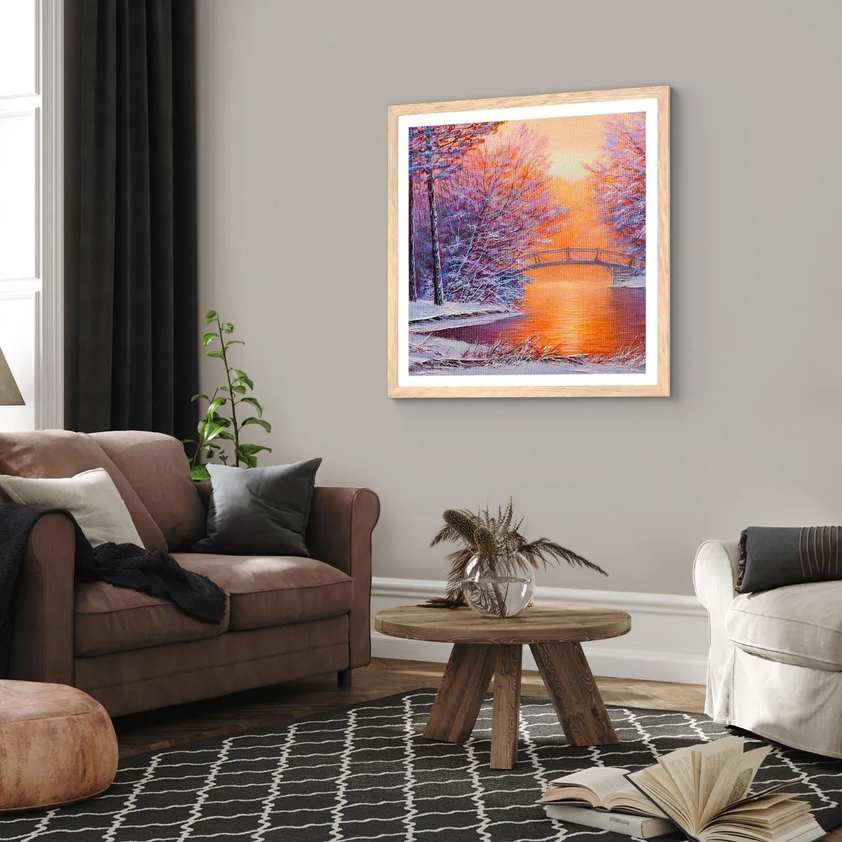 Een poster in een licht eiken lijst - Laten we elkaar hier ontmoeten - 40x40 cm