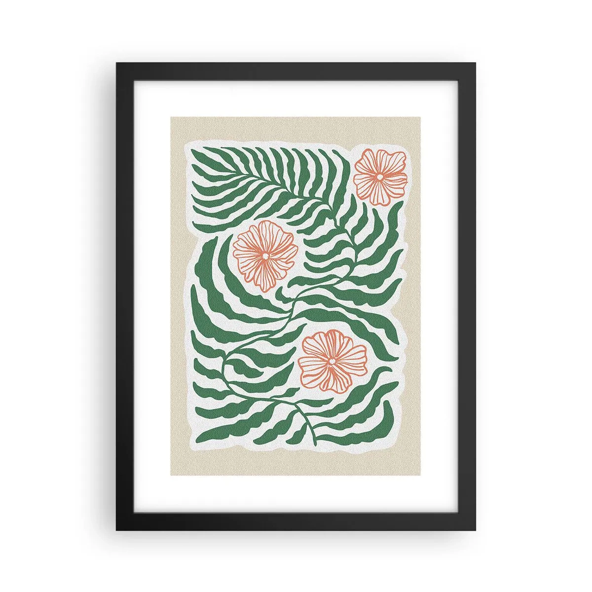 Poster in een zwarte lijst - Bloeiend in het groen - 30x40 cm