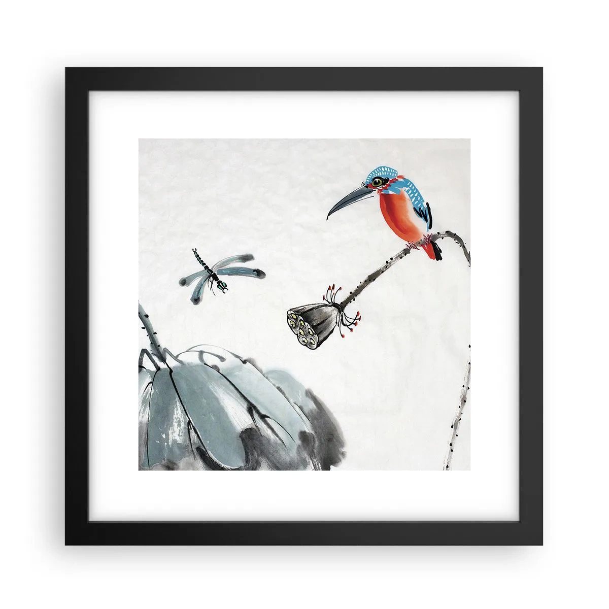 Poster in een zwarte lijst - Het leven van de weide - 30x30 cm