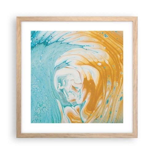 Een poster in een licht eiken lijst - Pastel werveling - 40x40 cm