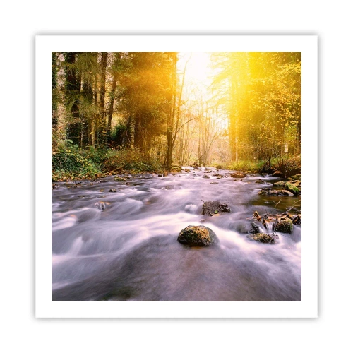 Poster - Malachiet in een zilveren en gouden lijst - 60x60 cm