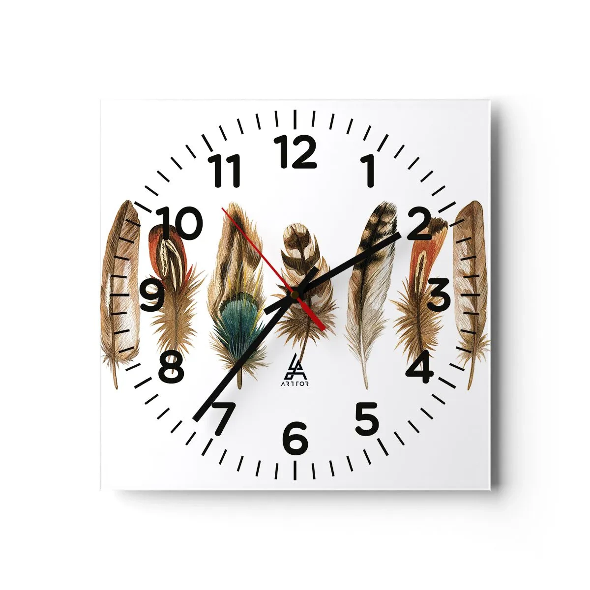 Wandklok - Klok - Een gevederde variatie - 30x30 cm