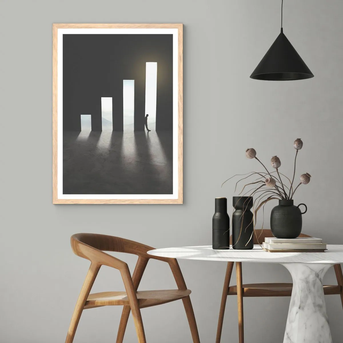 Een poster in een licht eiken lijst - Succes - impressie - 61x91 cm