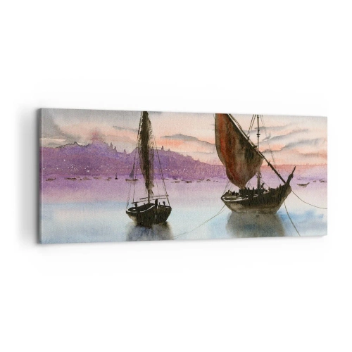 Schilderen op canvas - Avond in de haven - 100x40 cm